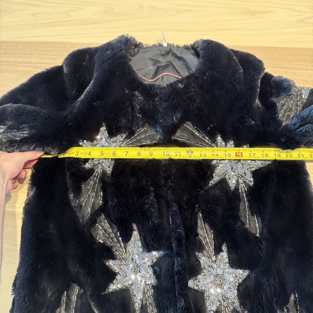 Free People Starry Skies In Her Eyes Black Faux Fur Jacket Women's Size Small S - Picture 10 of 10